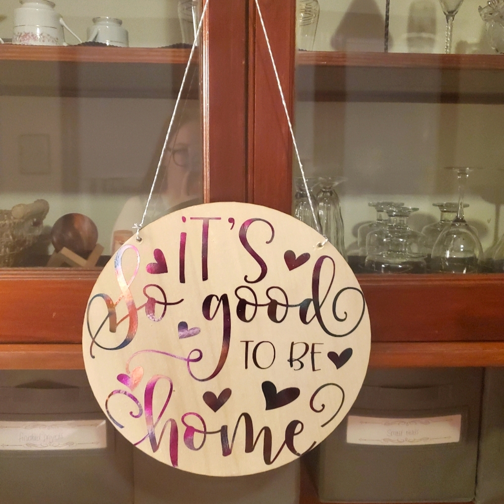 Handmade 12 inch round metallic sign